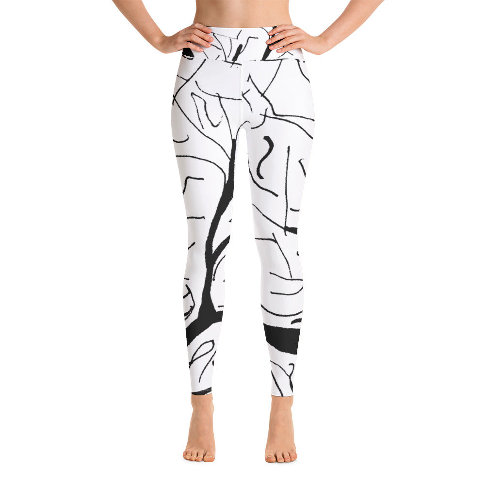  Yuiboo Dog Line Draw White Yoga Pants for Women